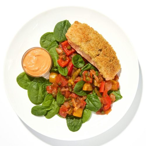 Mediterranean  Quinoa Crusted Salmon