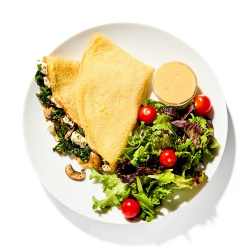 Mushroom, Spinach & Goat Cheese Crepe