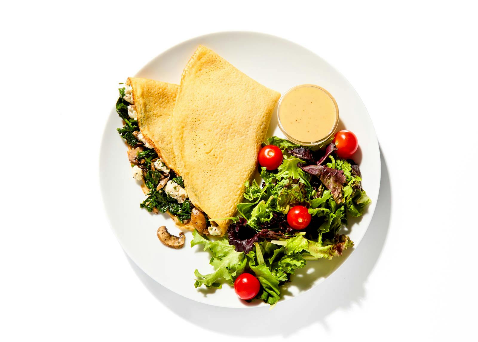 Mushroom, Spinach & Goat Cheese Crepe