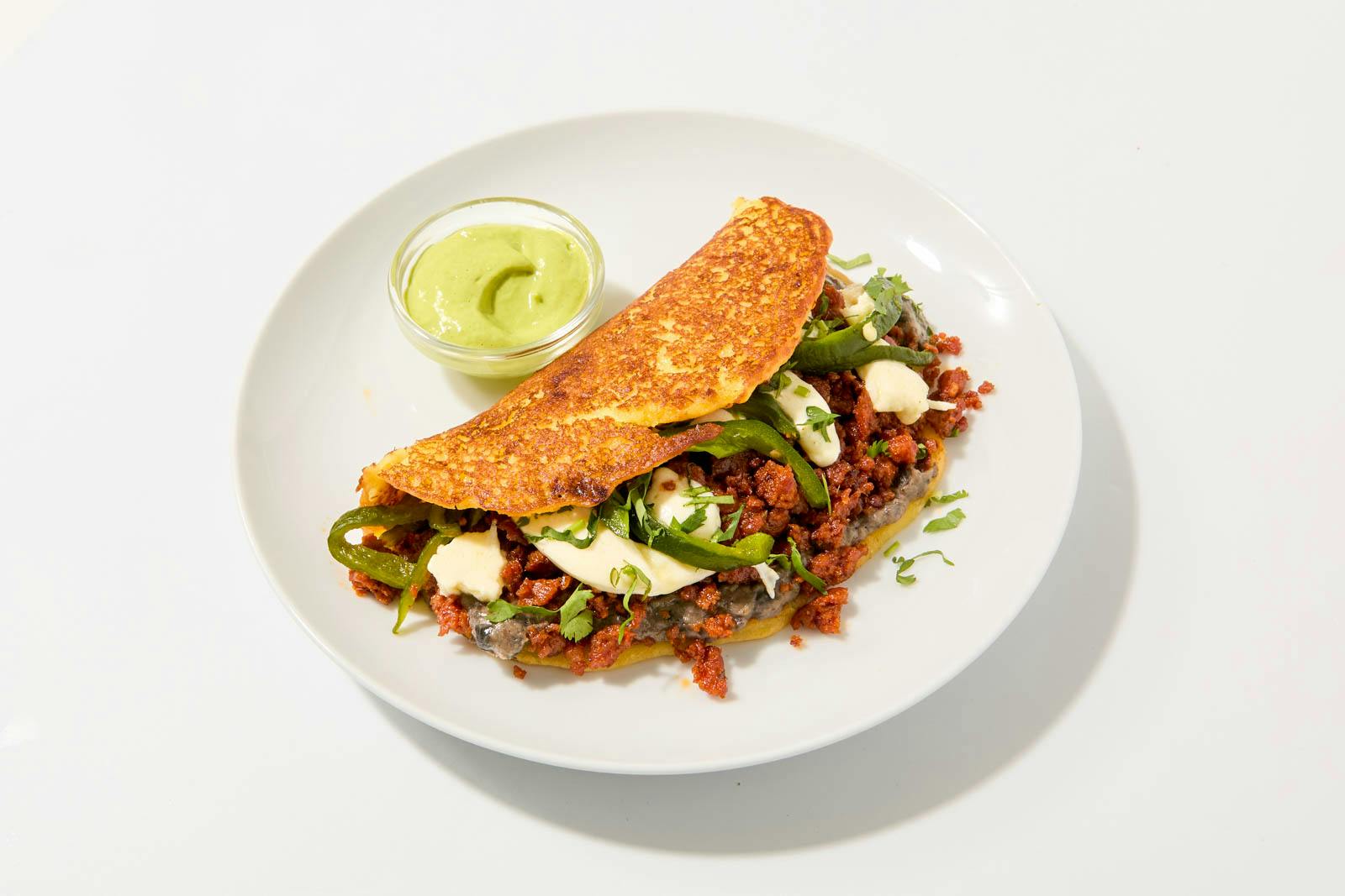 Sweet Corn & Chorizo Cachapas