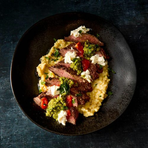 Steak Pomodoro over Basil Risotto