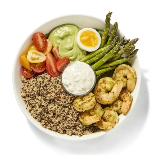 Mediterranean Quinoa Bowl with Shrimp