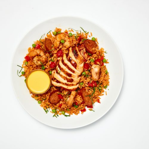 Mexican Chicken, Shrimp, & Chorizo Paella