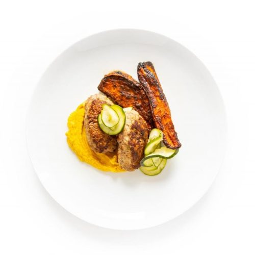 Lamb Kebab with Turmeric Hummus