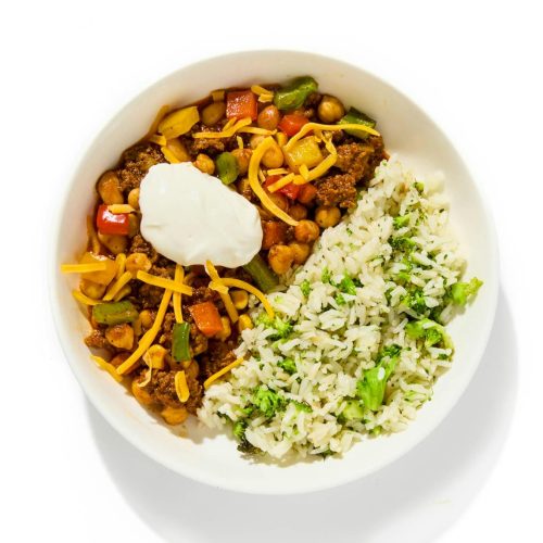 Ground Beef Chili & Broccoli Rice