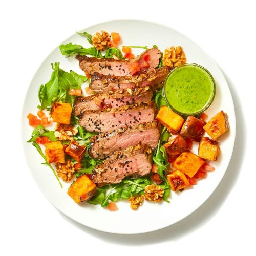 Seared Flank Steak & Arugula Pesto