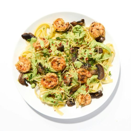 Spinach Fettuccine Alfredo with Shrimp