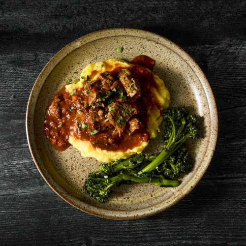 Lamb Ossobuco over Saffron Mashed Potatoes