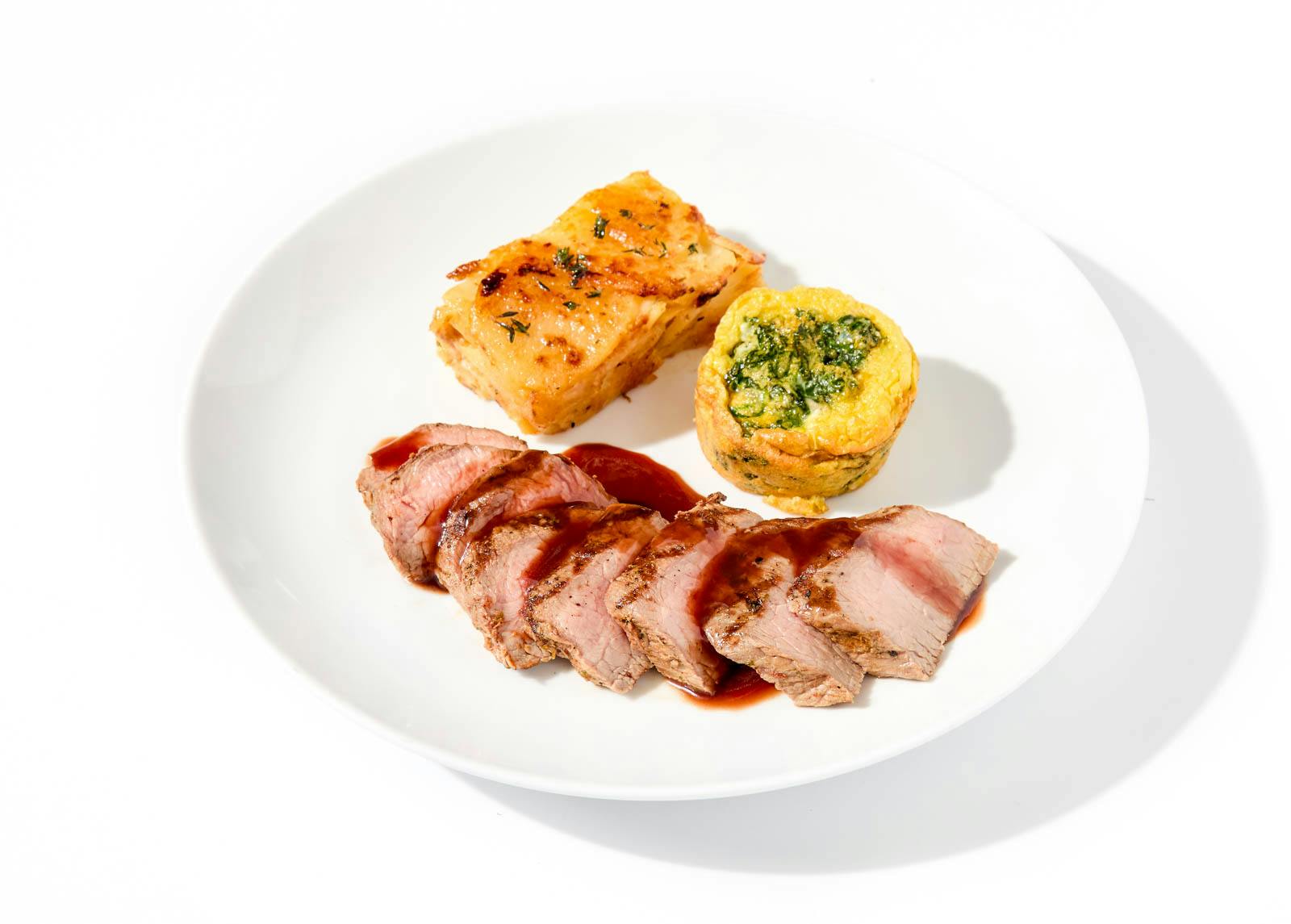 Steak & Spinach-Cheddar Soufflé