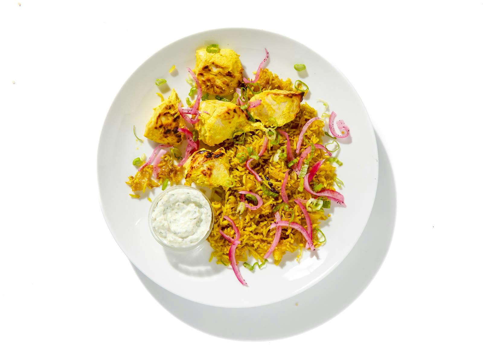 Chicken Biryani with Zucchini Tzatziki