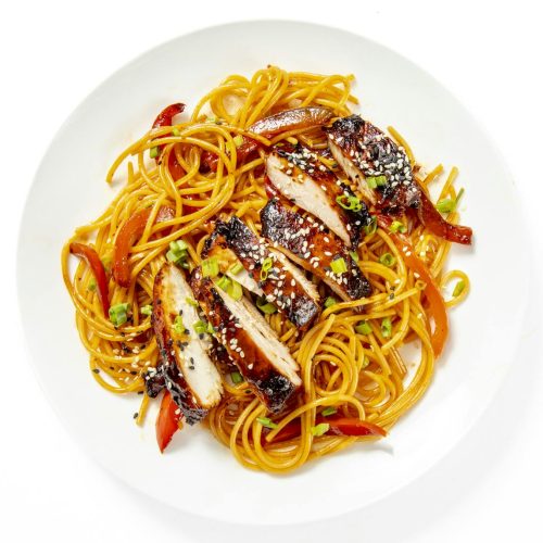 Honey Garlic Noodles with Teriyaki Chicken