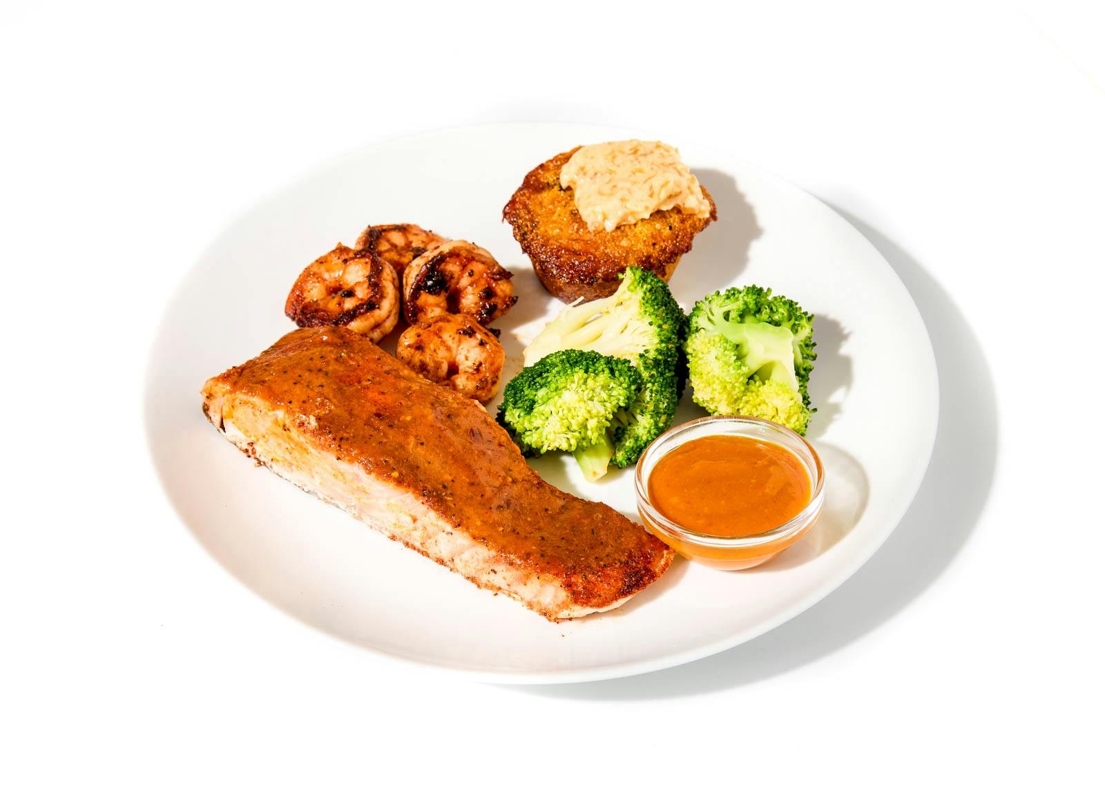 BBQ Salmon & Adobo Shrimp